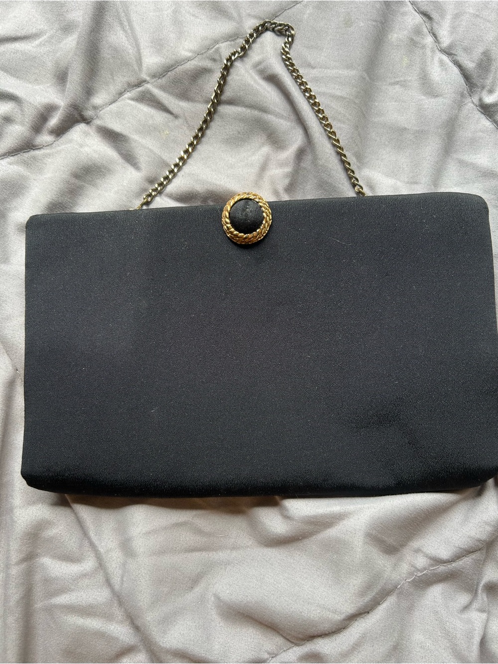 Vintage After 5 Elegant Black Chain-Handle Evening Clutch